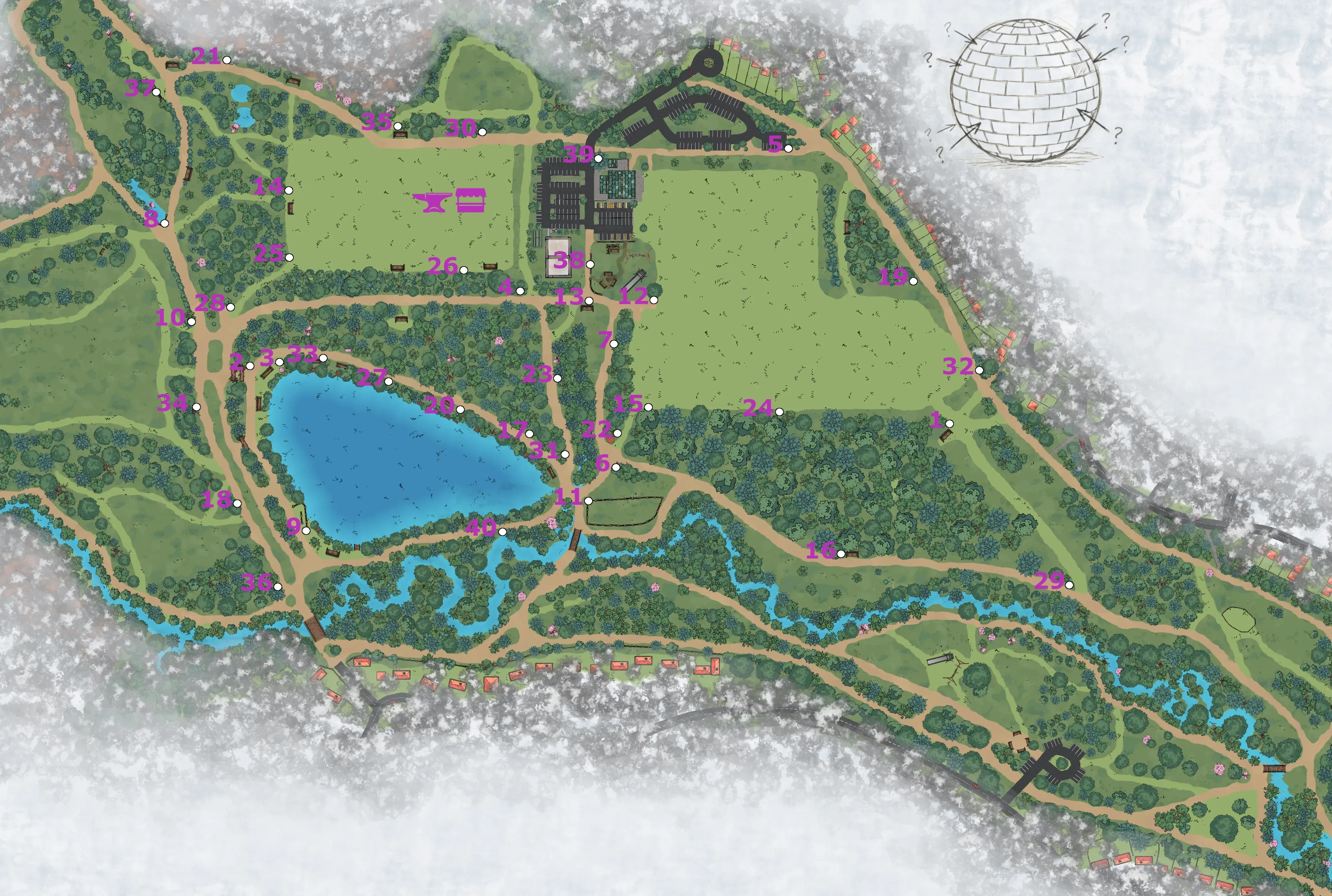 Map of the event area. Team positions and routes are drawn on top during the replay.