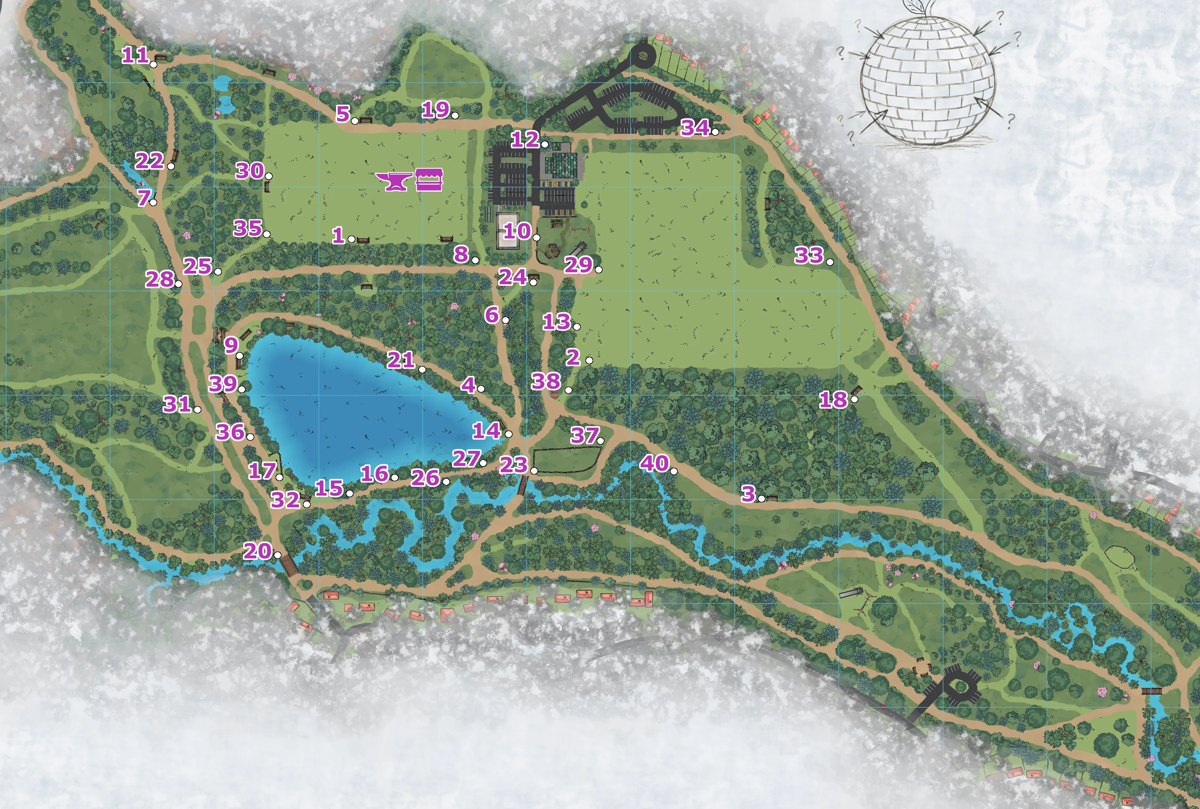 Map of the event area. Team positions and routes are drawn on top during the replay.